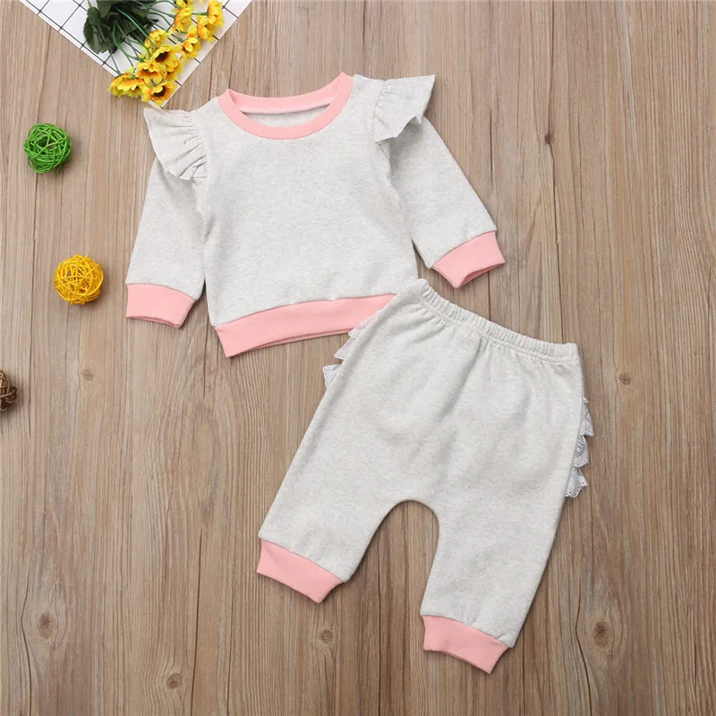 Baby Toddler Boys Kids Girls Clothes Pullover long sleeve round neck Geometry Tops Ruffle lace Pants 2pc autumn cotton Outfits
Baby Toddler Boys Kids Girls Clothes Pullover long sleeve round neck Geometry Tops Ruffle lace Pants 2pc autumn cotton Outfits