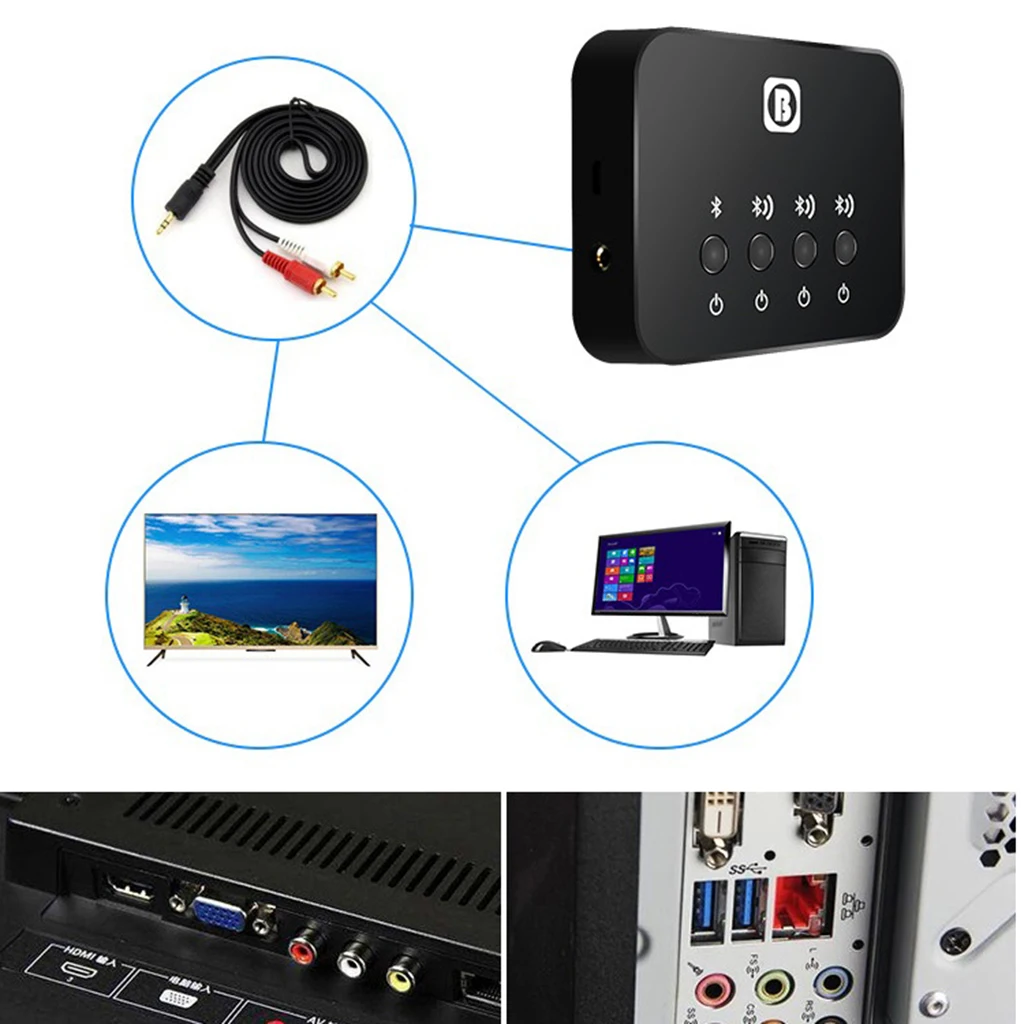 Wireless Bluetooth Audio Receiver Splitter Sharing Device Up To 3 Ultra long-distance Bluetooth link for stable transmission
Wireless Bluetooth Audio Receiver Splitter Sharing Device Up To 3 Ultra long-distance Bluetooth link for stable transmission