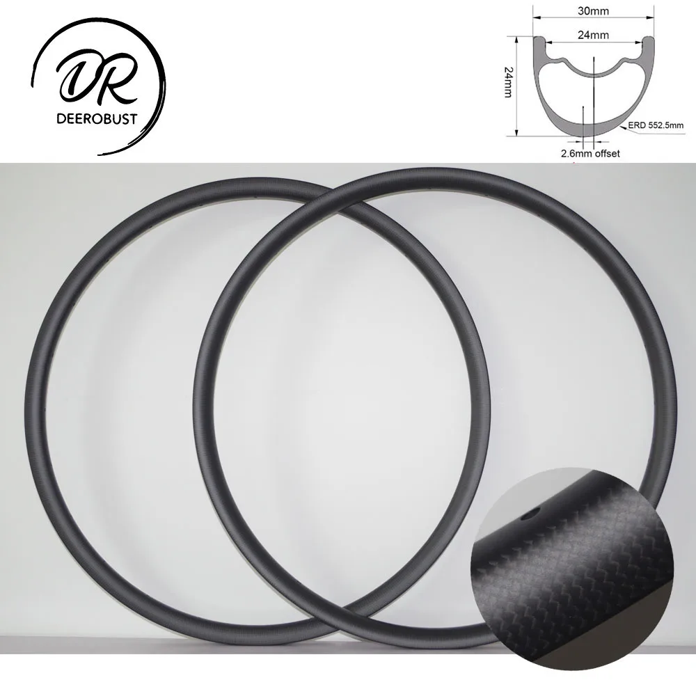 299g 27.5er Asymmetric Mountain Bike Carbon Rims 24mm x 30mm XC Racing Bicycle Wheel 650B MTB Hookless Tubeless Clincher 3k Matt
299g 27.5er Asymmetric Mountain Bike Carbon Rims 24mm x 30mm XC Racing Bicycle Wheel 650B MTB Hookless Tubeless Clincher 3k Matt