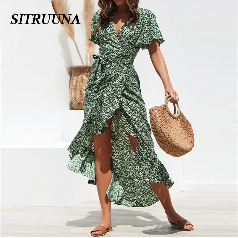 Sitruuna 2019 new Print Bohemian Maxi Dress Short Sleeve Irregular Ruffled Sashes Dress Slim Beach Long Dress Vestidos
Sitruuna 2019 new Print Bohemian Maxi Dress Short Sleeve Irregular Ruffled Sashes Dress Slim Beach Long Dress Vestidos