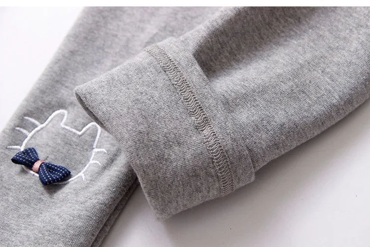 2018 Spring Autumn Kids Children Birthday Gift Solid Color Pink Navy Blue Gray Cat Bow Embroidery Butterfly Leggings For Girls (24)