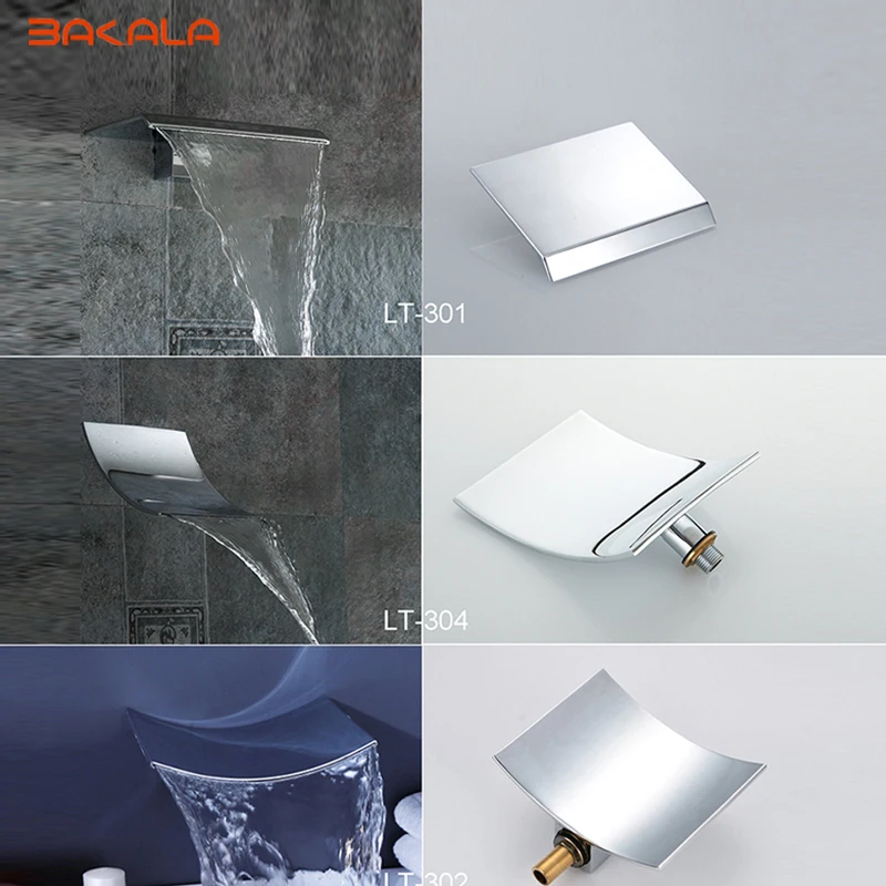 

BAKALA Wholesale And Retail Wall Mounted Bathroom Tub Waterfall Spout Square/Round Faucet Spout Chrome Finish Brass Spout