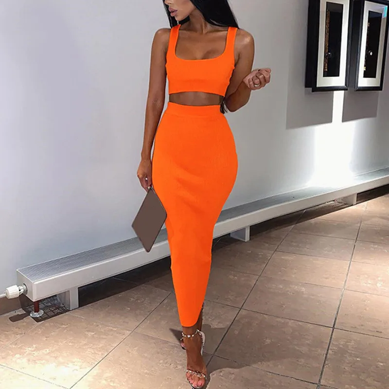 Summer Sexy Two Piece Set Women Two Piece Outfits Top And Skirt Set Bodycon Vest Maxi Dress Bodycon Party 2 Piece Set
Summer Sexy Two Piece Set Women Two Piece Outfits Top And Skirt Set Bodycon Vest Maxi Dress Bodycon Party 2 Piece Set