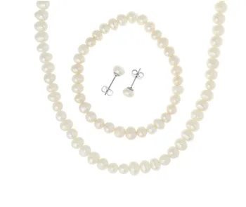 Stainless Steel Freshwater Cultured Pearl Necklace, Bracelet, 6.5mm Earrings Jewelry Set
Stainless Steel Freshwater Cultured Pearl Necklace, Bracelet, 6.5mm Earrings Jewelry Set