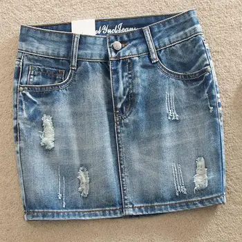 plus size 5XL! Women Blue Ripped Casual Mini Denim Skirt Summer New Women hole jeans Skirt 
plus size 5XL! Women Blue Ripped Casual Mini Denim Skirt Summer New Women hole jeans Skirt