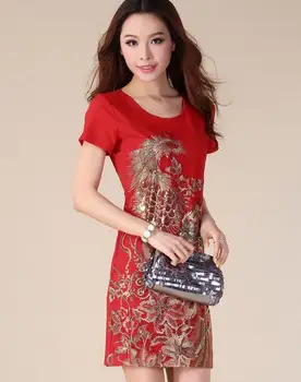 New Nice Fashion Women Slim Embroidery Birds Vestidos Dress Red Black Natural Color Short Sleeves O - Neck Dress 2 Color M - 6XL
New Nice Fashion Women Slim Embroidery Birds Vestidos Dress Red Black Natural Color Short Sleeves O - Neck Dress 2 Color M - 6XL