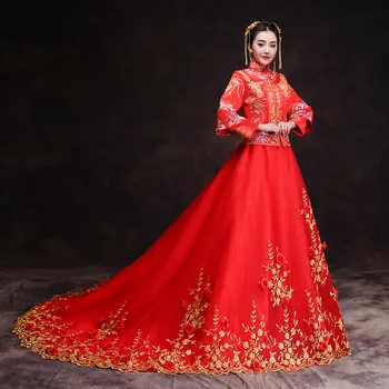 Royal Phoenix Wedding Cheongsam Red Ladies Embroidery Trailing Dress Bride Classic Marriage Dress Tang Suit Plus Size XS-3XL
Royal Phoenix Wedding Cheongsam Red Ladies Embroidery Trailing Dress Bride Classic Marriage Dress Tang Suit Plus Size XS-3XL