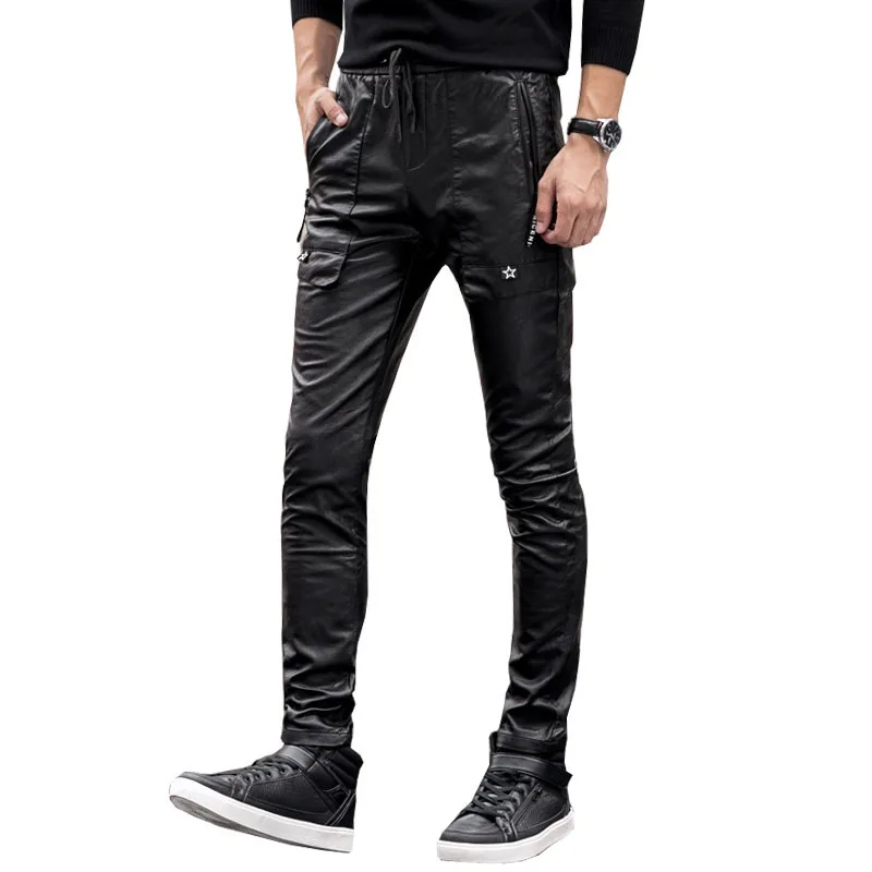Drop shipping 2018 new autumn men leather pants slim fit casual drawstring night club singer pant mens trousers 28-36 AXP117
Drop shipping 2018 new autumn men leather pants slim fit casual drawstring night club singer pant mens trousers 28-36 AXP117