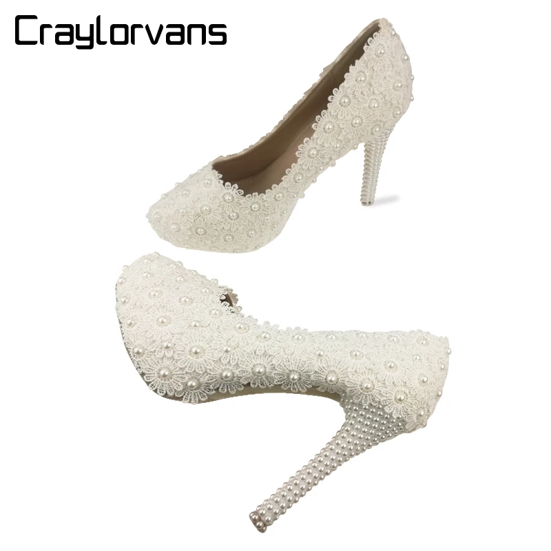 Craylorvans Wedding Shoes Round Toe Lace With Pearl Spike Heels Women Pumps Top Quality Bride Shoes Sweet Women Shoes
Craylorvans Wedding Shoes Round Toe Lace With Pearl Spike Heels Women Pumps Top Quality Bride Shoes Sweet Women Shoes