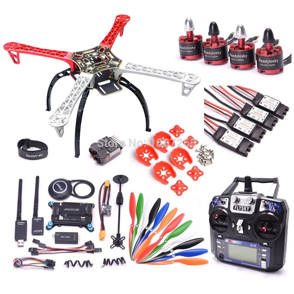F450 Multi-Copter Frame 2212 920KV Brushless Motor 433mhz Telemetry Mini OSD APM2.8 FC Board 8N GPS Super combo / Flysky FS-I6
F450 Multi-Copter Frame 2212 920KV Brushless Motor 433mhz Telemetry Mini OSD APM2.8 FC Board 8N GPS Super combo / Flysky FS-I6