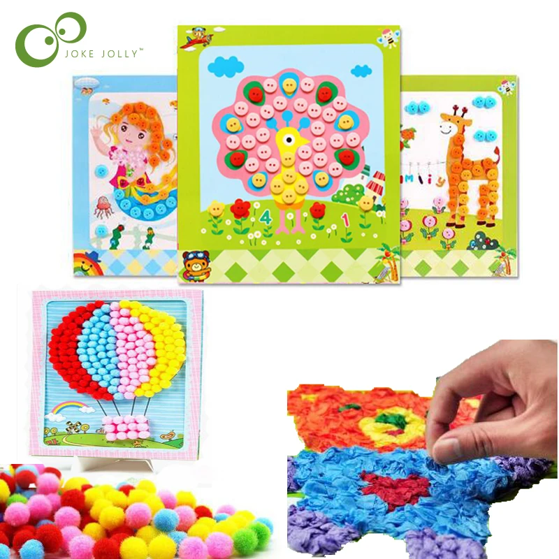 DIY Colorful Painting Stickers Toys Plush Ball Painting/Button Painting/Paper Ball Painting Learning Drawing Toy kids Gift ZXH
DIY Colorful Painting Stickers Toys Plush Ball Painting/Button Painting/Paper Ball Painting Learning Drawing Toy kids Gift ZXH