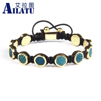 Ailatu Luxury Jewelry Round Genuine Blue Stingray Leather Braiding Men Bracelets Nice Gift Hot Sale
Ailatu Luxury Jewelry Round Genuine Blue Stingray Leather Braiding Men Bracelets Nice Gift Hot Sale