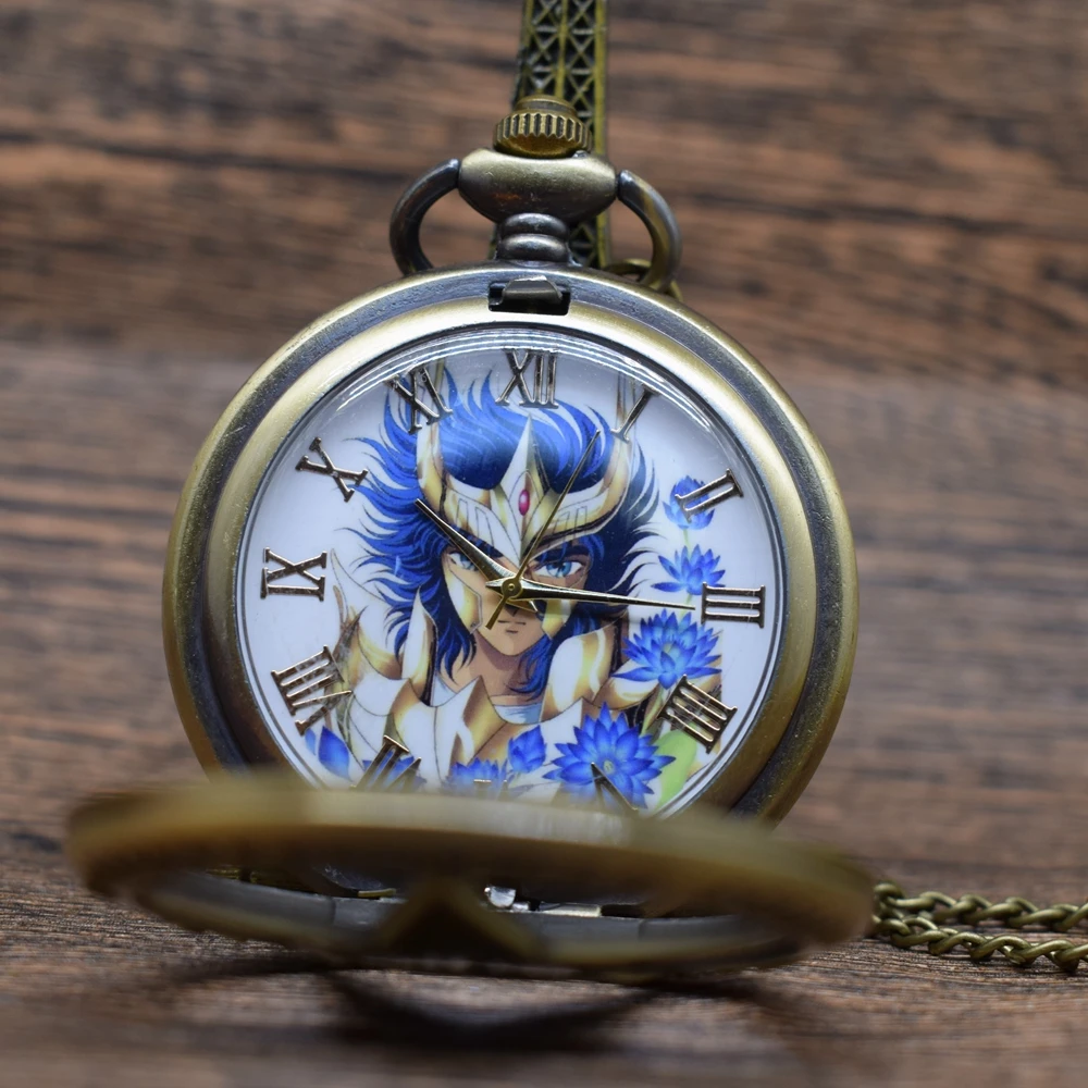 Карманные часы бронзовые Мультяшные кварцевые карманные Saint Seiya ожерелье кулон