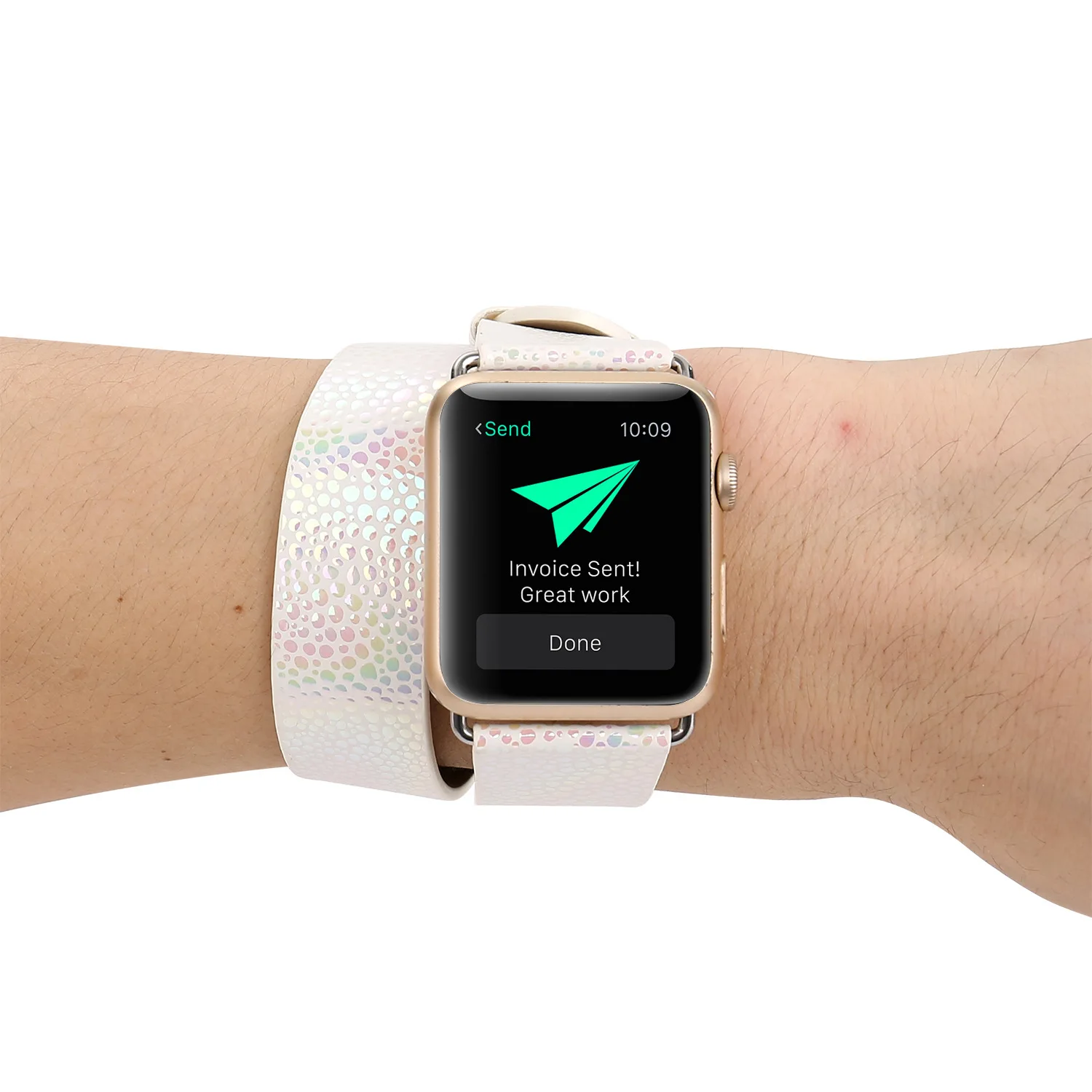 Original Design Light Colourful Watchband For Apple Watch 44Mm/ 40Mm/ 42Mm/ 38Mm Bands Double Belt Genuine Leather Bracelet For Iwatch