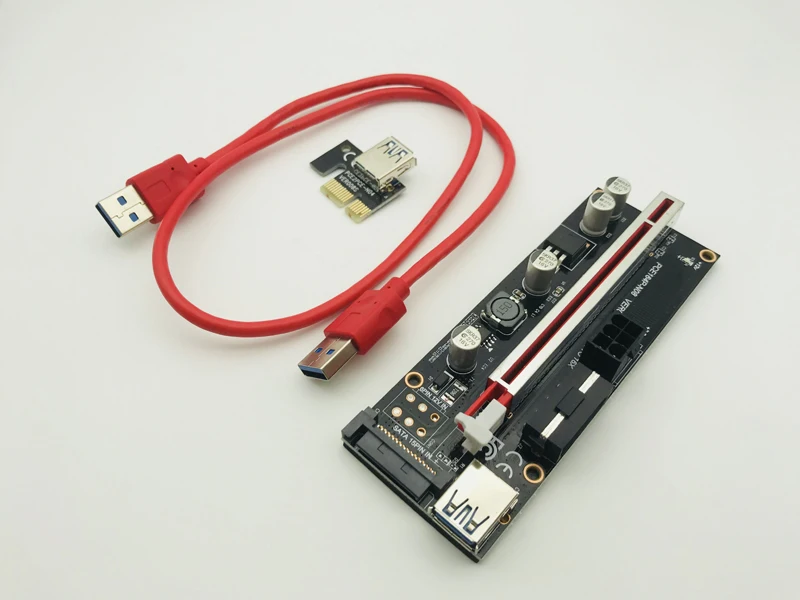 50 шт. Новинка VER009S Riser PCI Express Card 1x к 16x удлинитель адаптер SATA 4pin 6pin USB 3 0 источник