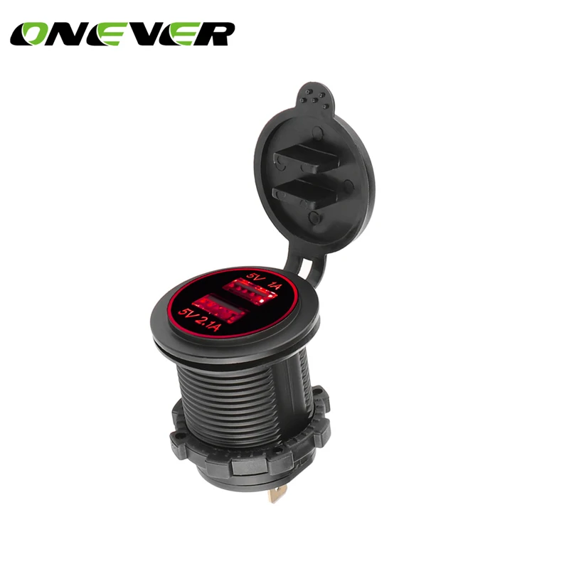 Onever Universal Cigarette Lighter Car Charger USB Vehicle DC12V-32V Waterproof Dual USB Charger 2 Port Power Socket 5V 2.1A/1A
Onever Universal Cigarette Lighter Car Charger USB Vehicle DC12V-32V Waterproof Dual USB Charger 2 Port Power Socket 5V 2.1A/1A