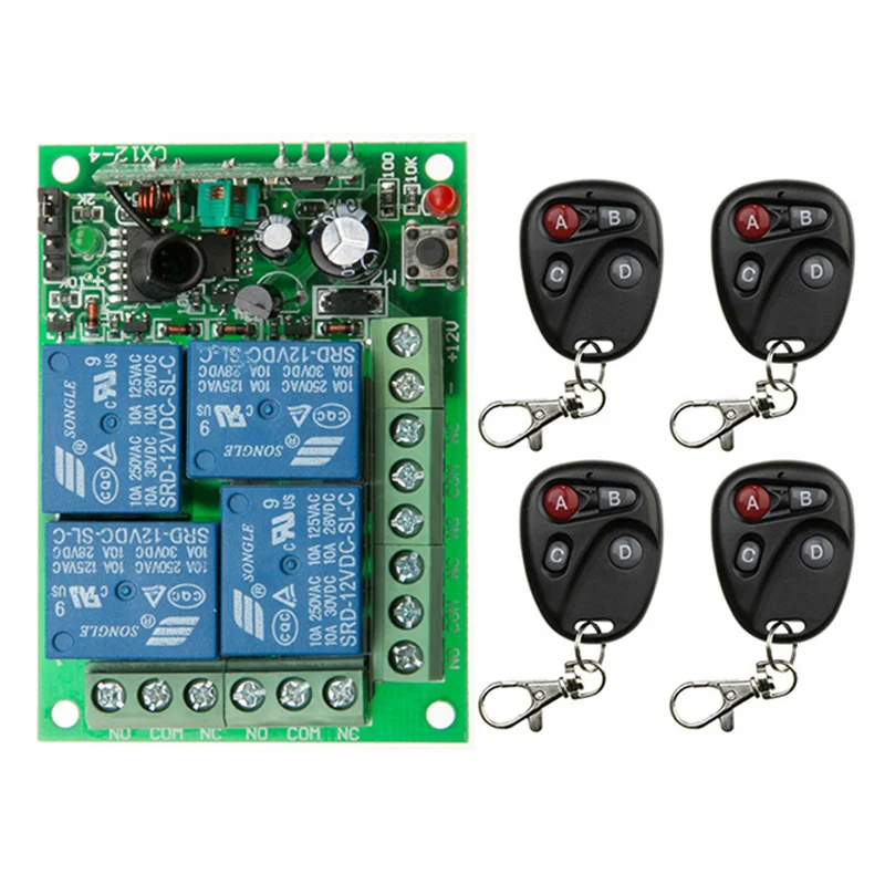 4 Channel DC 12V 24V 4 CH 4CH RF Wireless Remote Control Switch System 315 MHz 433 MHz Transmitter And Receiver
4 Channel DC 12V 24V 4 CH 4CH RF Wireless Remote Control Switch System 315 MHz 433 MHz Transmitter And Receiver