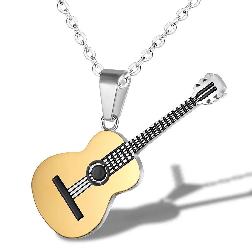 Rock Two Tone Gold Color Titanium Stainless Steel Music Guitar Pendant Link Chain Necklace for Men Jewelry
Rock Two Tone Gold Color Titanium Stainless Steel Music Guitar Pendant Link Chain Necklace for Men Jewelry