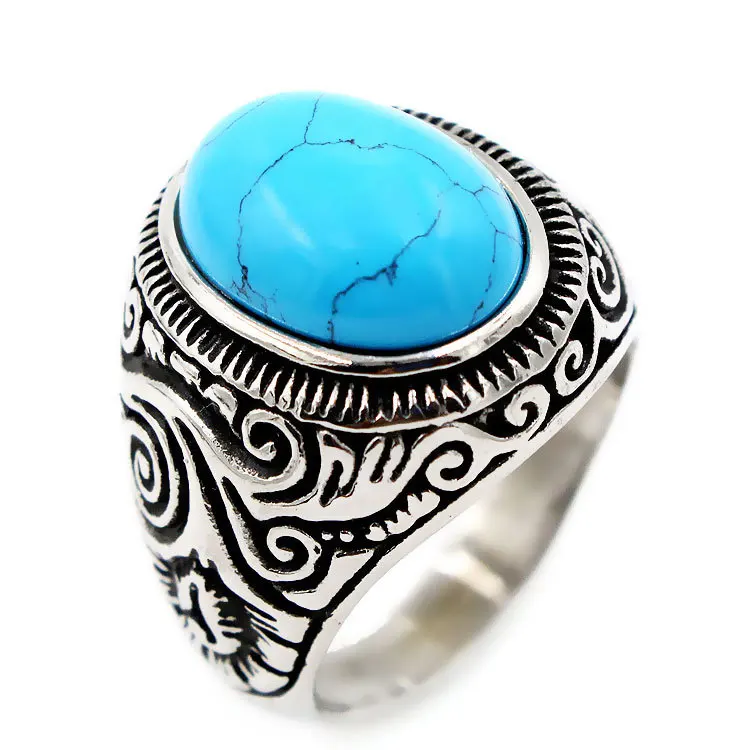 Punk Gothic Carved Flower Black Agates Turquoises Rings Men Punk style Fashion Titanium Stainless Steel Ring Wholesale Jewelry
Punk Gothic Carved Flower Black Agates Turquoises Rings Men Punk style Fashion Titanium Stainless Steel Ring Wholesale Jewelry