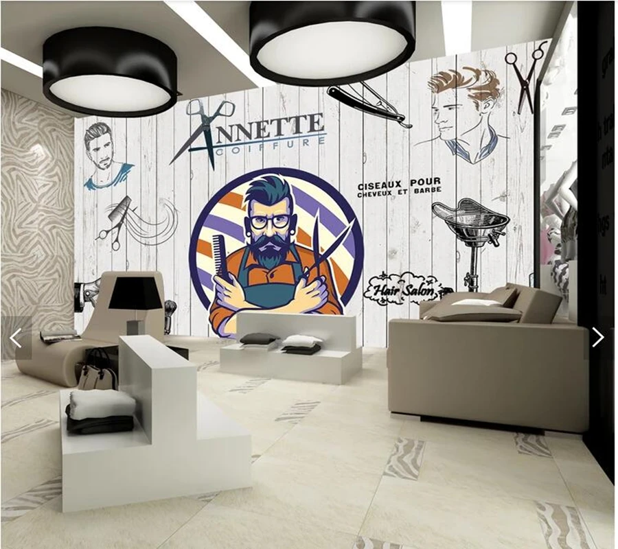 Custom wood wallpaper 3d, beauty salon elements mural for barber shop living room sofa background home decor wallpaper
Custom wood wallpaper 3d, beauty salon elements mural for barber shop living room sofa background home decor wallpaper
