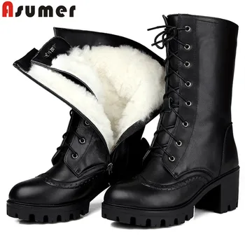 ASUMER black hot sale new mid calf boots women round toe zip lace up pu+cow leather boots winter keep warm shearling snow boots
ASUMER black hot sale new mid calf boots women round toe zip lace up pu+cow leather boots winter keep warm shearling snow boots