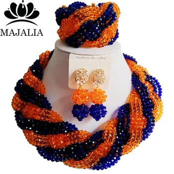Trendy Nigeria Wedding blue and orange african beads jewelry set crystal necklace bracelet earrings Free shipping Majalia-098
Trendy Nigeria Wedding blue and orange african beads jewelry set crystal necklace bracelet earrings Free shipping Majalia-098