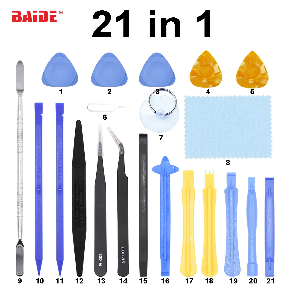 21 in 1 Mobile Phone Repair Tools Kit Spudger Pry Opening Tool Set for iPhone iPad Samsung Cell Phone Hand Tools Set 40set/lot
21 in 1 Mobile Phone Repair Tools Kit Spudger Pry Opening Tool Set for iPhone iPad Samsung Cell Phone Hand Tools Set 40set/lot