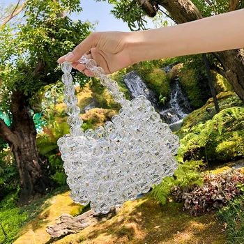 Clear Beaded Women Handbag Luxury Pearls Handmade Bags For Women Crystal Pearls Girls Evening Party Bag Fashion Casual Tote
Clear Beaded Women Handbag Luxury Pearls Handmade Bags For Women Crystal Pearls Girls Evening Party Bag Fashion Casual Tote