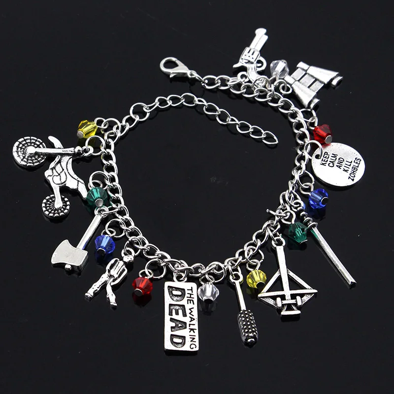 jewelry TV Series The Walking Dead Bracelet Crossbow Axe Zombie Baseball Bat Gun Motorcycle Pendant Bracelet For Women
jewelry TV Series The Walking Dead Bracelet Crossbow Axe Zombie Baseball Bat Gun Motorcycle Pendant Bracelet For Women
