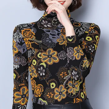 2018 Winter Autumn Women's Fashion Slim Flower Printing Plus Velvet Oversize Bottom Shirts Female Casual Elegant Thick T Shirt
2018 Winter Autumn Women's Fashion Slim Flower Printing Plus Velvet Oversize Bottom Shirts Female Casual Elegant Thick T Shirt