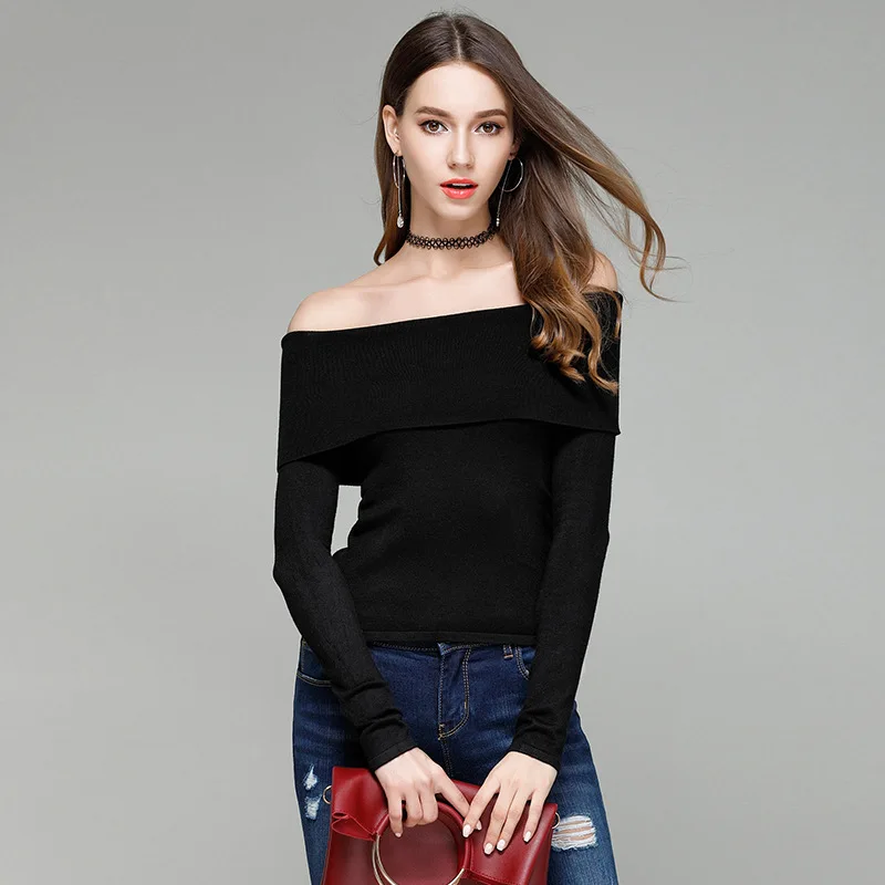 Hoffen Euro Style Womens Slash Neck Long-sleeved Pullovers Knitting Sweater Female Sexy Off Shoulder Knitwear Solid Slim Jumper
Hoffen Euro Style Womens Slash Neck Long-sleeved Pullovers Knitting Sweater Female Sexy Off Shoulder Knitwear Solid Slim Jumper