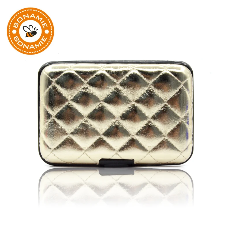 BONAMIE Fashion Gold Leather Card Case Lady's Aluminium Rfid Wallet Trendy Card Holders Box Metal Business Credit Card&ID Holder
BONAMIE Fashion Gold Leather Card Case Lady's Aluminium Rfid Wallet Trendy Card Holders Box Metal Business Credit Card&ID Holder