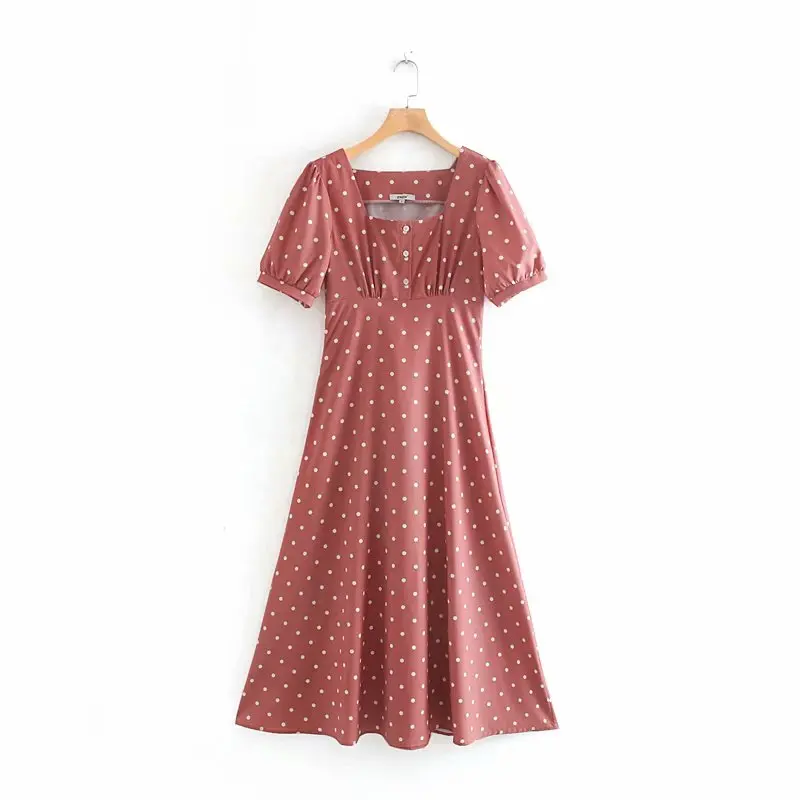 2019 new women french style polka dot print casual slim midi dress female elegant puff sleeve vestidos chic party dresses DS2341
2019 new women french style polka dot print casual slim midi dress female elegant puff sleeve vestidos chic party dresses DS2341
