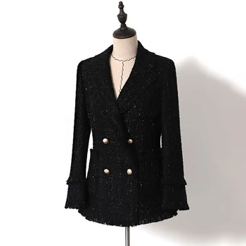 Runway Designer 2019 Fashion Women Blazer Elegant Shining Black Double Breasted Suit Coat Vintage Tassel Office Lady Blazer OL
Runway Designer 2019 Fashion Women Blazer Elegant Shining Black Double Breasted Suit Coat Vintage Tassel Office Lady Blazer OL