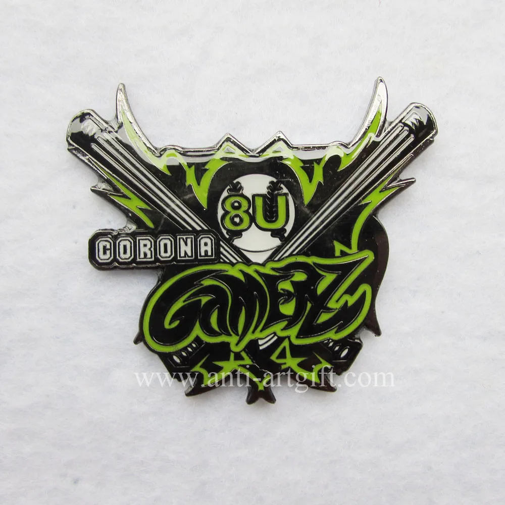Customized baseball badge black and green background 
Customized baseball badge black and green background