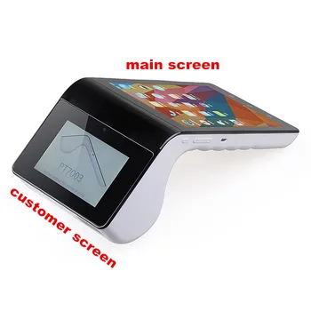 4g android 5.1 pos nfc barcode reader/printer PT-7003 with customer display