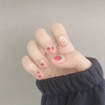 Summer cute cartoon fake nails Japanese Matte cream pure color wtih strawberry pattern false nails 24pcs lady full nail tips 
Summer cute cartoon fake nails Japanese Matte cream pure color wtih strawberry pattern false nails 24pcs lady full nail tips