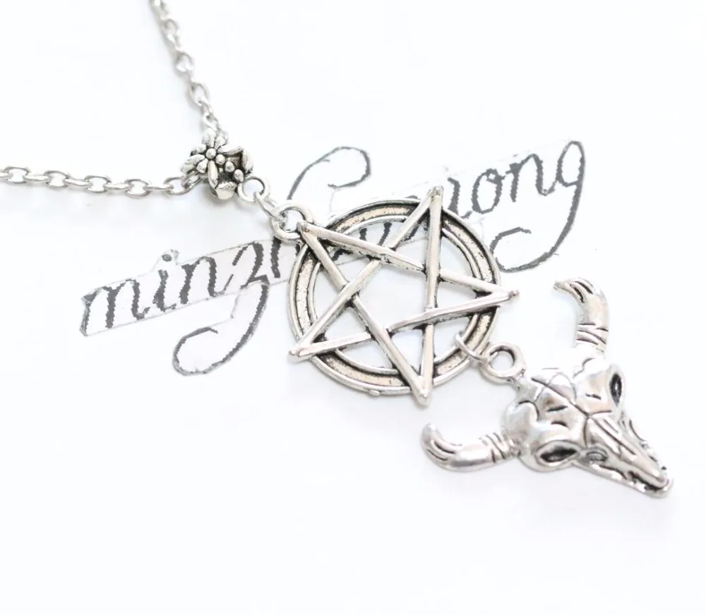 Cattle Skull Pentagram Necklace Pentacle Cow Skull Cow Head Pendants Necklaces Wiccan Pagan Vintage
Cattle Skull Pentagram Necklace Pentacle Cow Skull Cow Head Pendants Necklaces Wiccan Pagan Vintage