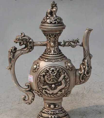 wholesale factory 9" Chinese Silver Dragon Unicorn Head PiXiu Statue Folk Flagon Teapot Wine Pot
wholesale factory 9" Chinese Silver Dragon Unicorn Head PiXiu Statue Folk Flagon Teapot Wine Pot