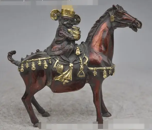 S00201 6"chinese bronze gilt Jambhala god ride Horse wealth yuanbao money coin Statue B0403
S00201 6"chinese bronze gilt Jambhala god ride Horse wealth yuanbao money coin Statue B0403