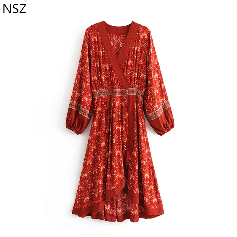 NSZ Women Burgundy Boho Dress Print Maxi Loose Casual Open Split Summer Dress Long Sleeve Asymmetry Bohemian Midi Dress Vestidos
NSZ Women Burgundy Boho Dress Print Maxi Loose Casual Open Split Summer Dress Long Sleeve Asymmetry Bohemian Midi Dress Vestidos