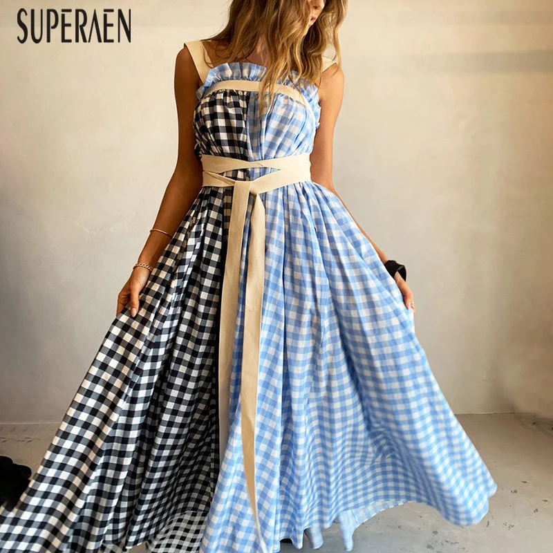 SuperAen Europe Sleeveless Dress Women 2019 Summer New Cotton Fashion Ladies Dress Plaid Casual Wild Women Clothing
SuperAen Europe Sleeveless Dress Women 2019 Summer New Cotton Fashion Ladies Dress Plaid Casual Wild Women Clothing