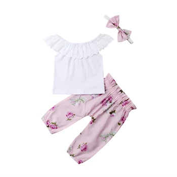 3Pcs Baby Girls Clothes White Sleeveless Off Shoulder Lace Tops T-Shirt Floral Casual Long Pants Cotton Outfits Summer Clothes
3Pcs Baby Girls Clothes White Sleeveless Off Shoulder Lace Tops T-Shirt Floral Casual Long Pants Cotton Outfits Summer Clothes