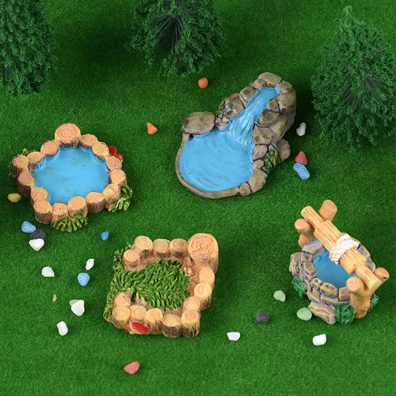3D Creative Natural Microlandschaft Ornament Wood Pile Lawn Mountain Water Pool Well Fairy Garden Plant House Home Decoration | Дом и сад