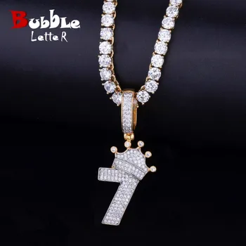 Shiny Crown Number 7 Necklace & Pendant Charm With Tennis Chain Gold Color Iced Cubic Zircon Men's Hip hop Jewelry For Gift
Shiny Crown Number 7 Necklace & Pendant Charm With Tennis Chain Gold Color Iced Cubic Zircon Men's Hip hop Jewelry For Gift