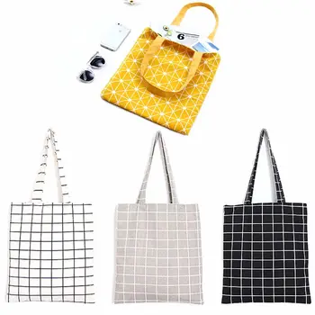Women Student Cotton Linen Fashion Plaid Shoulder Tote Handbag Eco Shopping Large Capacity Canvas Purse Pouch 
Women Student Cotton Linen Fashion Plaid Shoulder Tote Handbag Eco Shopping Large Capacity Canvas Purse Pouch