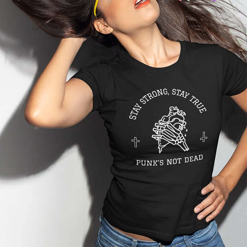 Punk Pattern T shirt Rock Girl Stay Strong Stay True Heart Cool Casual T-shirt Female Street Style Summer Tops Tee
Punk Pattern T shirt Rock Girl Stay Strong Stay True Heart Cool Casual T-shirt Female Street Style Summer Tops Tee