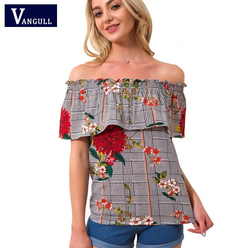 Vangull Summer Casual Blouse New 2018 Loose Sexy Women Off Shoulder Tops Short Sleeve Shirt Flower Print Ruffle Blouse Tops
Vangull Summer Casual Blouse New 2018 Loose Sexy Women Off Shoulder Tops Short Sleeve Shirt Flower Print Ruffle Blouse Tops