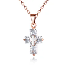 Fashion Hot Rose Gold Color Copper Crystal Women Necklace 3 Colors Cross Shaped Pendant Necklace For Women Girl Gift Religious
Fashion Hot Rose Gold Color Copper Crystal Women Necklace 3 Colors Cross Shaped Pendant Necklace For Women Girl Gift Religious