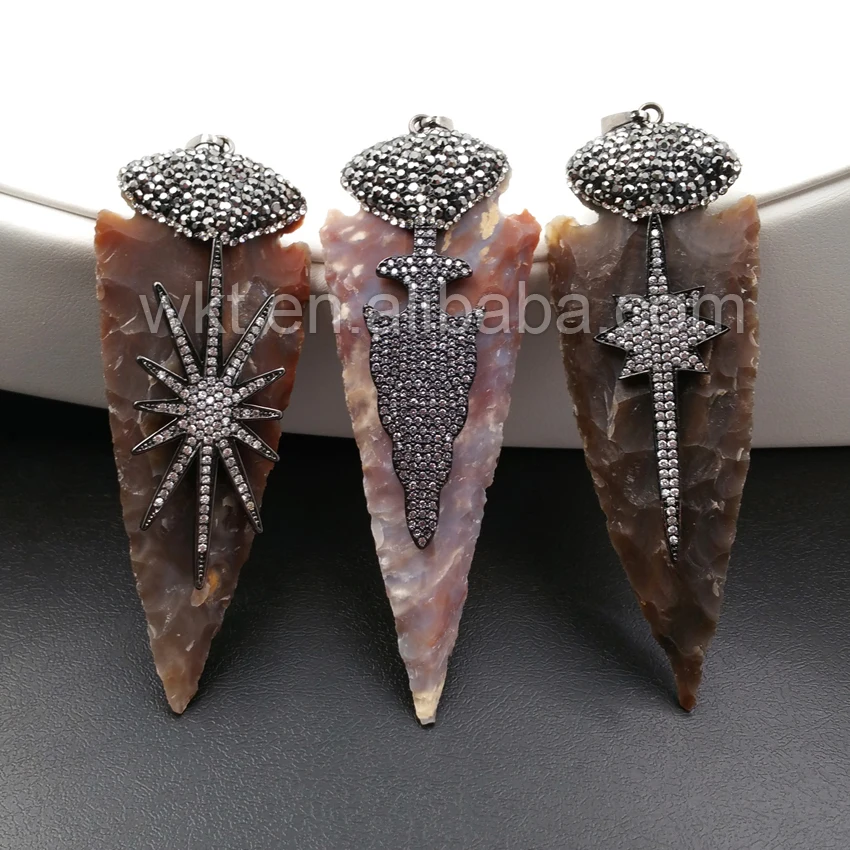 WT-NP258 5pcs/lot Wholesale Natural Stone Pendant Raw Colors Silver Electroplated Arrowhead Pendant with Charm Bead Paved
WT-NP258 5pcs/lot Wholesale Natural Stone Pendant Raw Colors Silver Electroplated Arrowhead Pendant with Charm Bead Paved